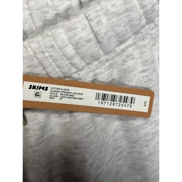 Skims Cotton Fleece Straight Leg Pant Sweatpants Light Heather Grey Womens 2X - Picture 6 of 9